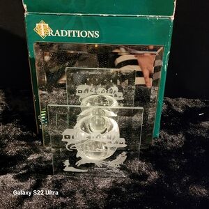 Traditions Glass Mirror Candle Holder Christmas